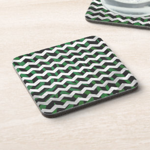 Porta-copo Chevron Zebra Black e Green Impressão