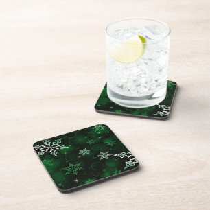 Porta-copo Chic Emerald Green Snowflake Motif