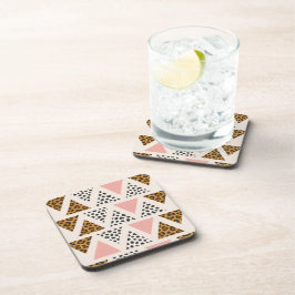 Porta-copo Chic Leopard & Pink Triangle Pattern