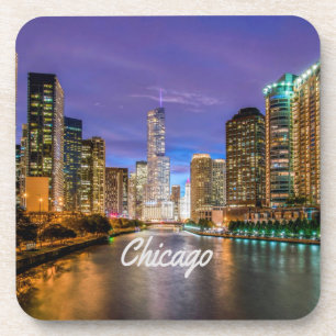 Porta-copo Chicago Illinois City na noite