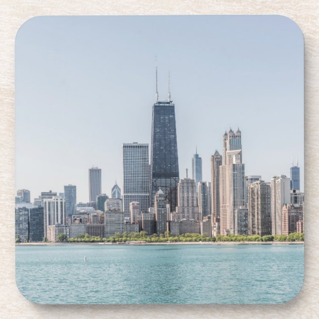 Porta-copo Chicago Skyline Com O Lago Michigan (Frente)