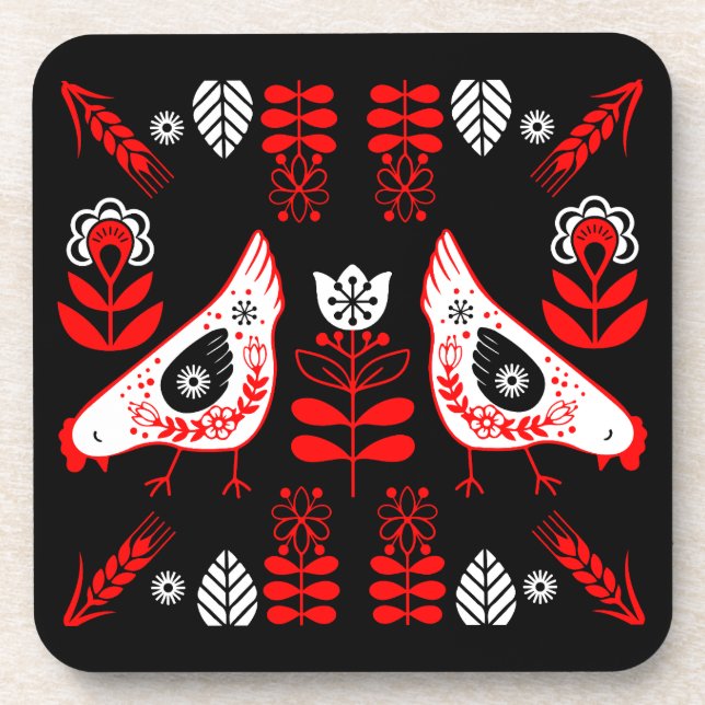 Porta-copo Chicken Hen Folk Art (Frente)