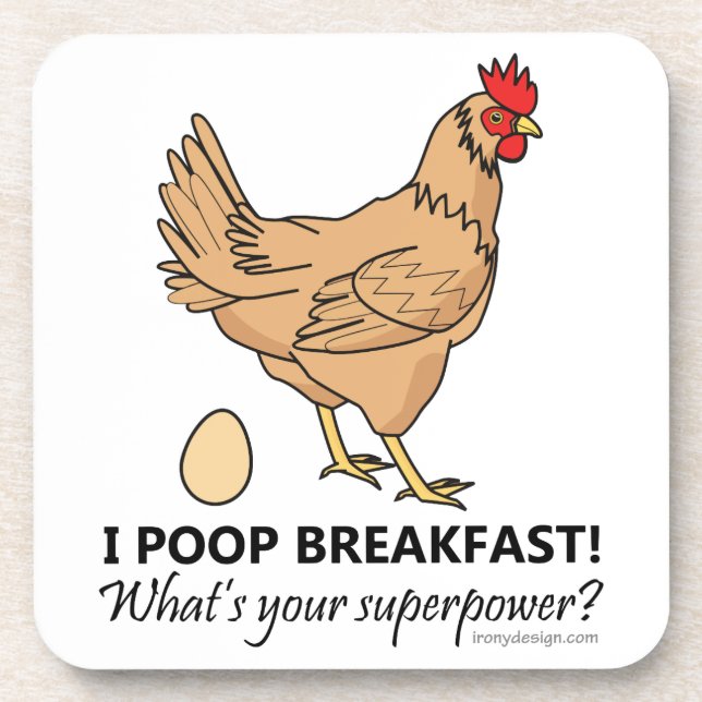 Porta-copo Chicken Poops Breakfast Funny Design (Frente)