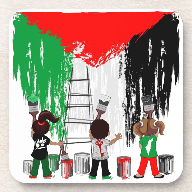Porta-copo Children of Gaza Painting Palestine Flag  (Frente)