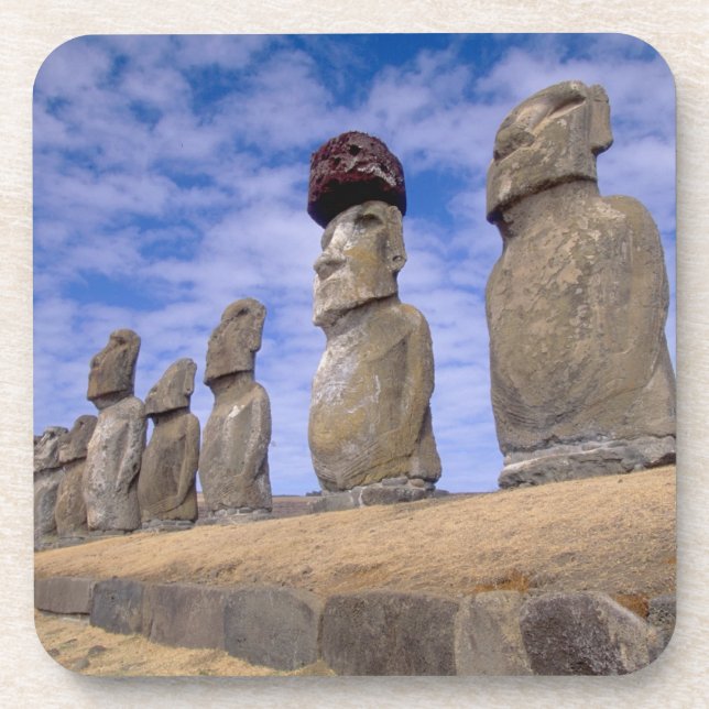 Porta-copo Chile, Ilha de Páscoa. Os 15 Moais no Ahu (Frente)