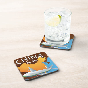 Porta-copo China por poster de viagens aéreo