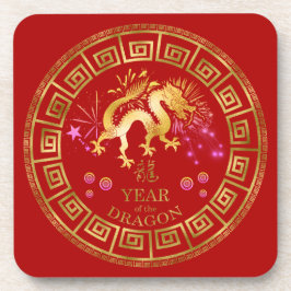 Porta-copo Chinês Zodiac Dragon Red/Dourado ID542