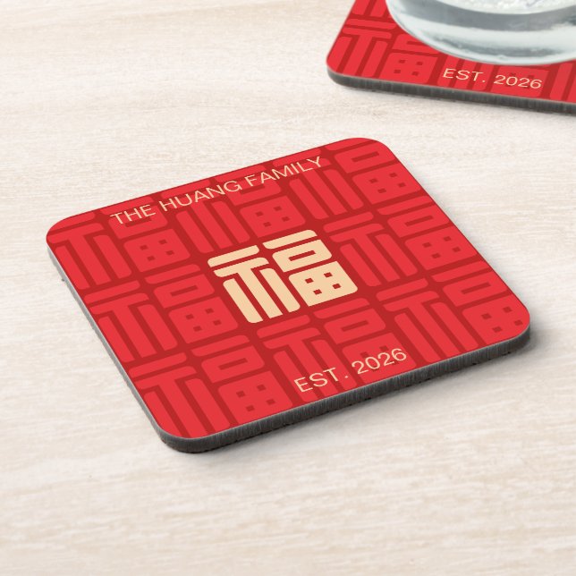 Porta-copo Chinese "Blessing" Hard plastic coaster (Left Side)