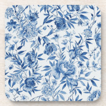 Chinoiserie Azul Floral Botânico Aquarela