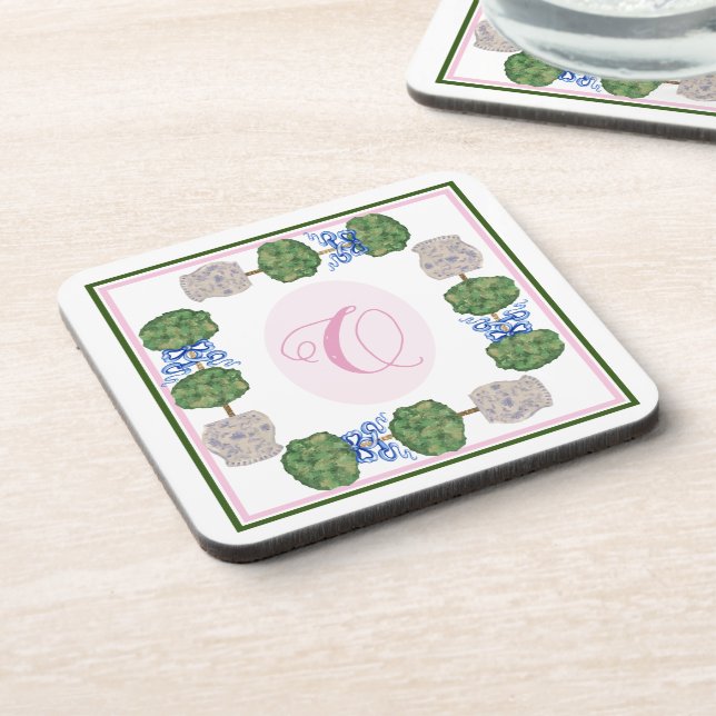 Porta-copo Chinoiserie Ginger Jar Jars Topiary Basket (Left Side)