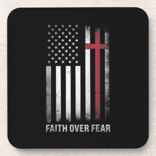 Porta-copo Christian EUA Flag American Cristo Faith Over F