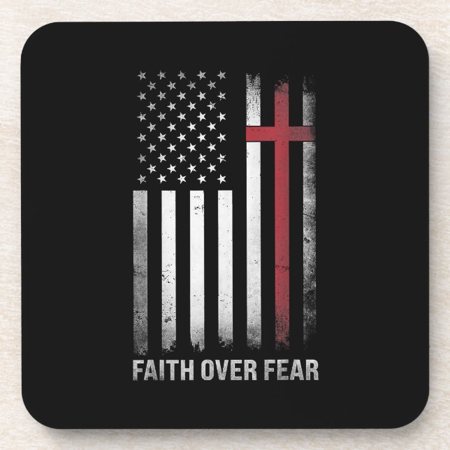 Porta-copo Christian EUA Flag American Cristo Faith Over F (Frente)