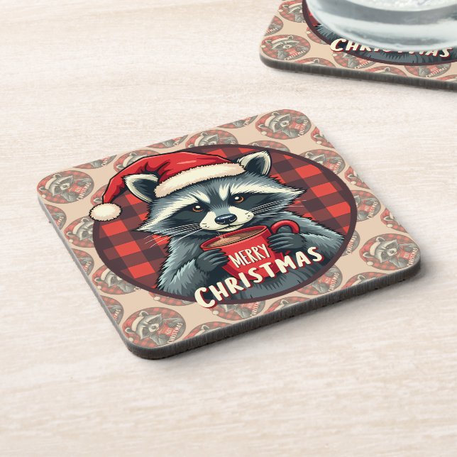 Porta-copo Christmas Raccoon Cocoa Cheer (Left Side)
