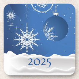 Porta-copo Christmas Snowflake Snow Plastic Coaster 2025 