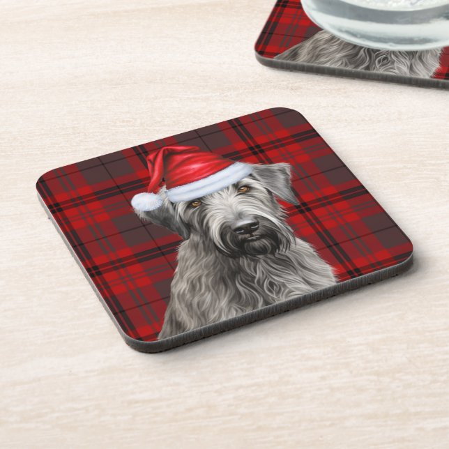 Porta-copo Christmas Wolfhound Dog Red Plaid Holiday (Left Side)