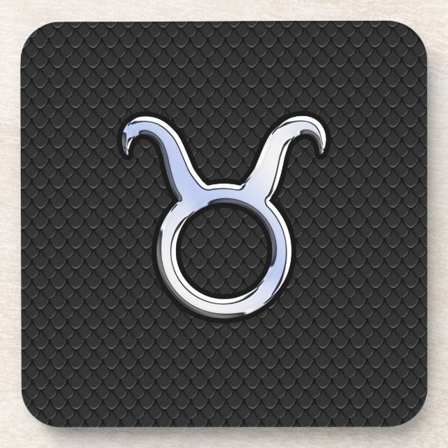 Porta-copo Chrome Like Taurus Sign on Black Cobra Skin (Frente)