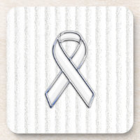 Chrome White Ribbon Awareness on Vertical Stripes