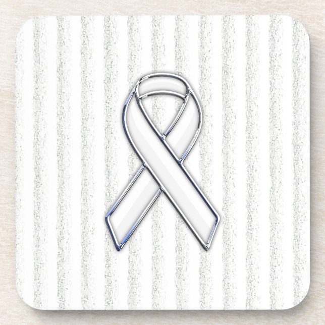 Porta-copo Chrome White Ribbon Awareness on Vertical Stripes (Frente)