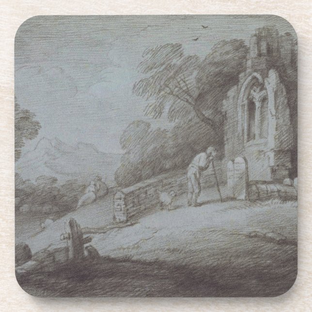 Porta-copo Churchyard de Thomas Gainsborough | com figura (Frente)