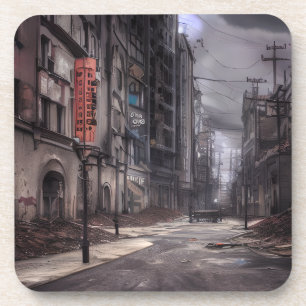 Porta-copo Cidade abandonada Posto Apocalyptic Dystopian Wo