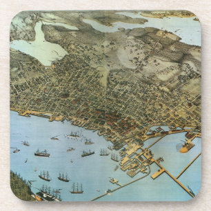 Porta-copo Cidade antiga da opinião aérea do mapa de Seattl