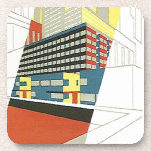 Porta-copo Cidade concreta da cidade do arranha-céus de Deco (Frente)