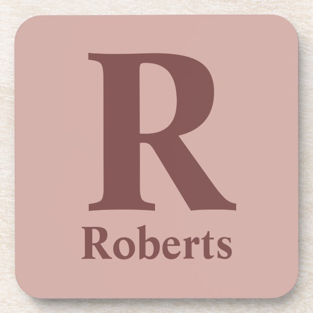 Porta-copo Cinnamon Rosa inicial/nome/família (Frente)