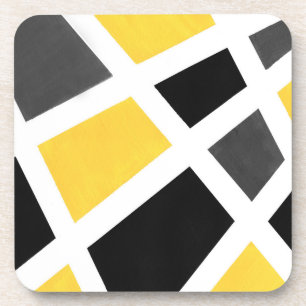 Porta-copo Cinza amarela, branco, geométrico