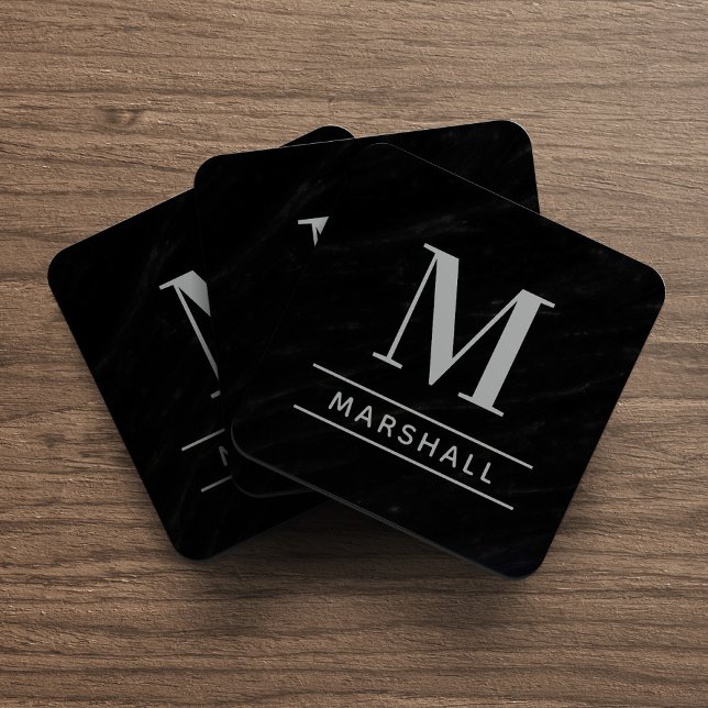 Porta-copo Cinza Clássica Monograma Personalizado (Criador carregado)