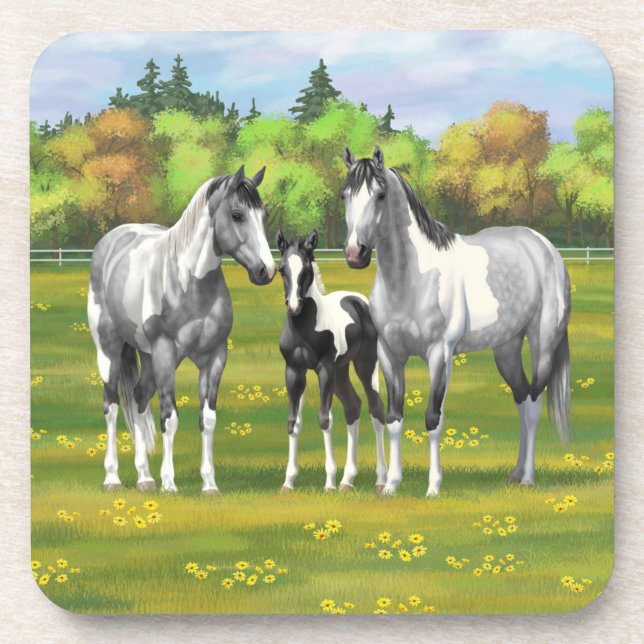 Porta-copo Cinza De Maçã Em Cavalos De Tintas Em Pasto De Ver (Frente)