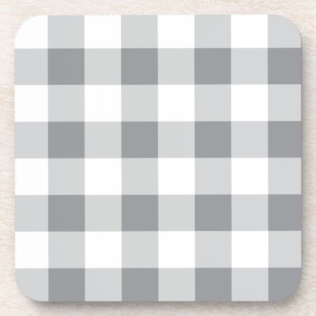 Porta-copo Cinza E Padrão De Gingham Branco (Frente)