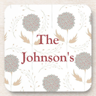 Porta-copo Cinza Floral e Borgonha