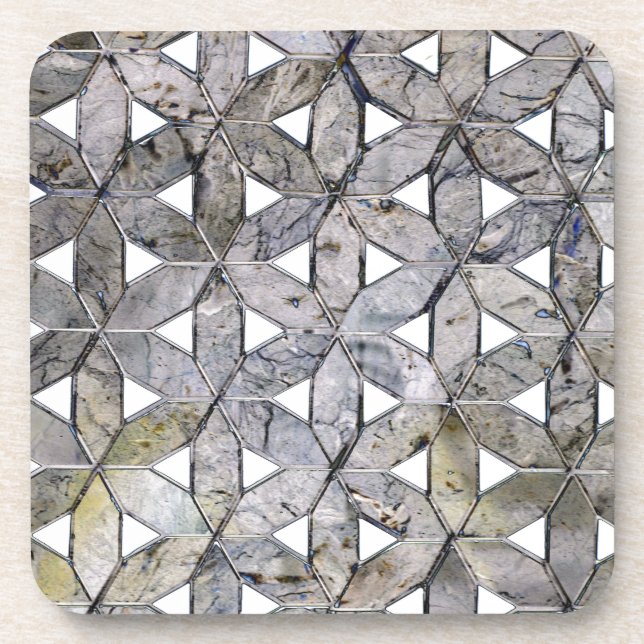 Porta-copo Cinza natural Stone Mosaic, flor da vida (Frente)