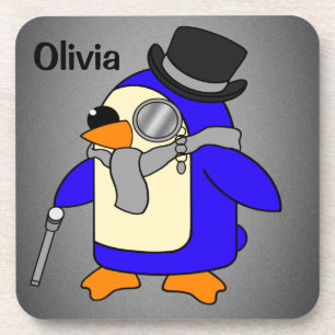 Porta-copo Cinza neutra de pinguim de desenho animado bonito