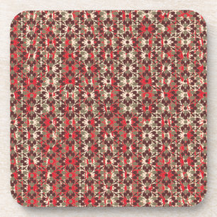 Porta-copo Cinzas e flores com padrão vermelho