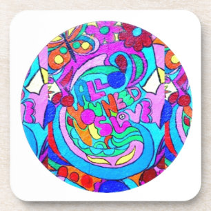 Porta-copo círculo de amor hippie groovy