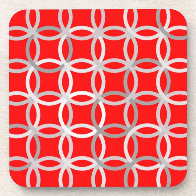 Porta-copo Círculos modernos do século médio, vermelho profun (Frente)