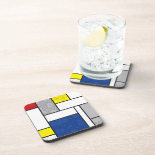 Porta-copo Círculos Retro Mondrian Minimalista Arte Mod De St