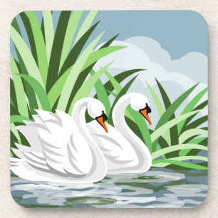 Porta-copo Cisnes Brancas Elegantes