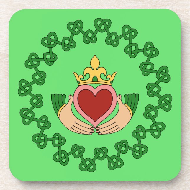 Porta-copo Claddagh e Green Knotwork (Frente)