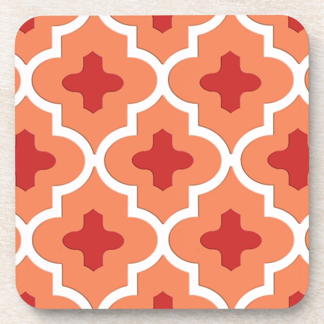 Porta-copo Clássico Azulejo marroquino, Mandarin Orange (Frente)