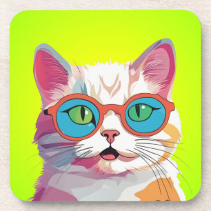 Porta-copo Clipart de Cabeça de Gato Usando Óculos