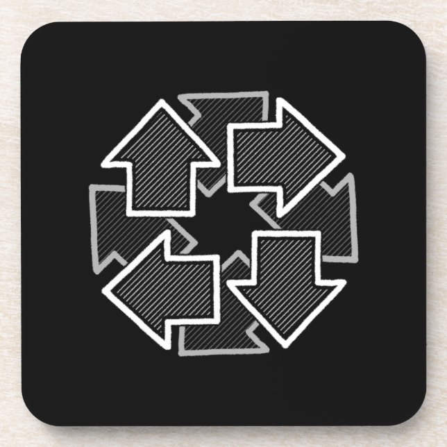 Porta-copo Clockwise Arrows Minimal Geometric Black Variant 2 (Frente)