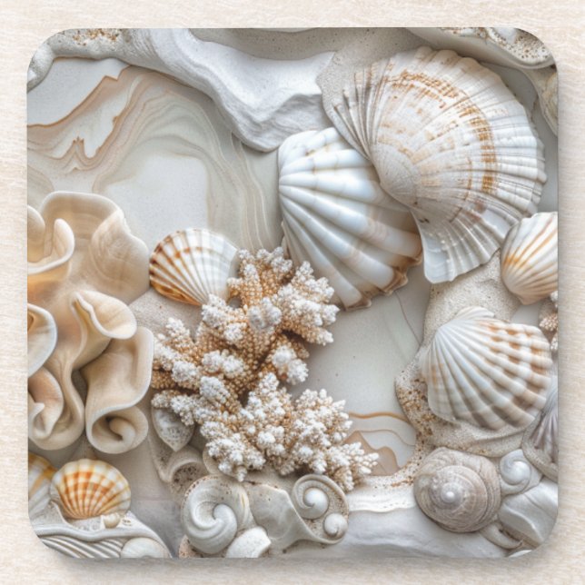 Porta-copo Coastal Seashell Coasters (Frente)