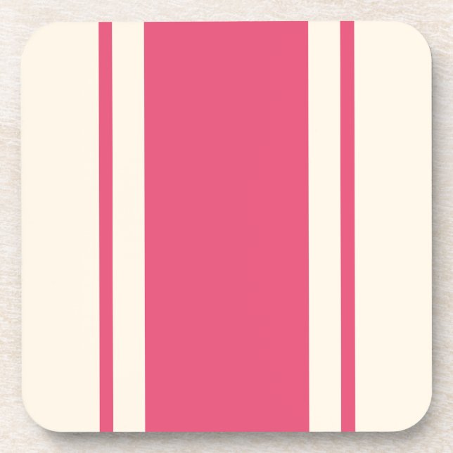 Porta-copo Coastal Stripe Coaster - Raspberry & Cream (Frente)