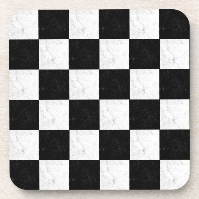Porta-copo Coaster da Bebida Marble Preta e Branca (Frente)