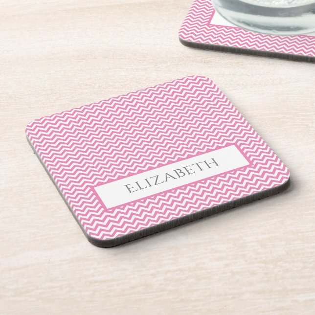 Porta-copo Coaster De Bebida Simples Chevron Rosa (Left Side)