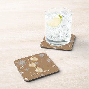 Porta-copo Coaster de bebidas de Enfeites de natal Dourados