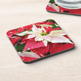 Porta-copo Coaster de bebidas de férias de poinsettia vermelh