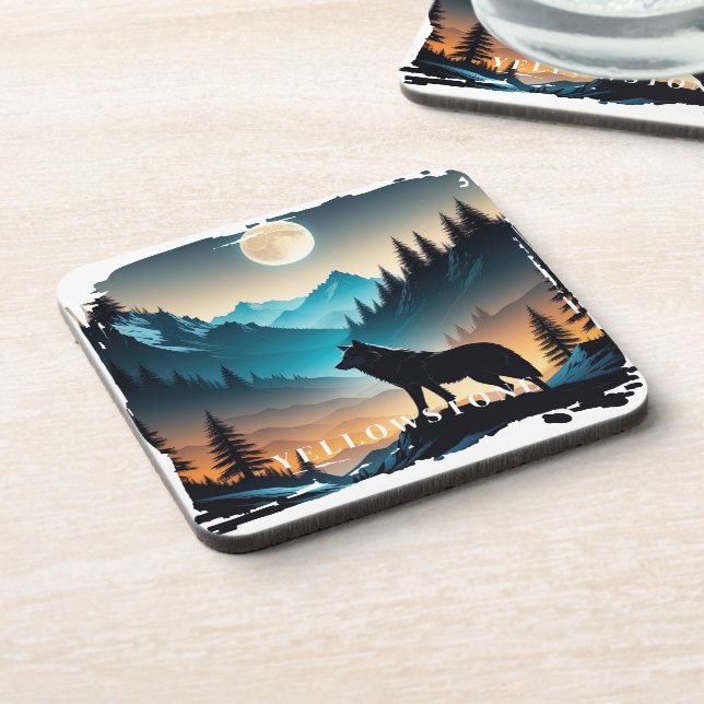 Porta-copo Coaster de Bebidas do Lobo Yellowstone (Left Side)